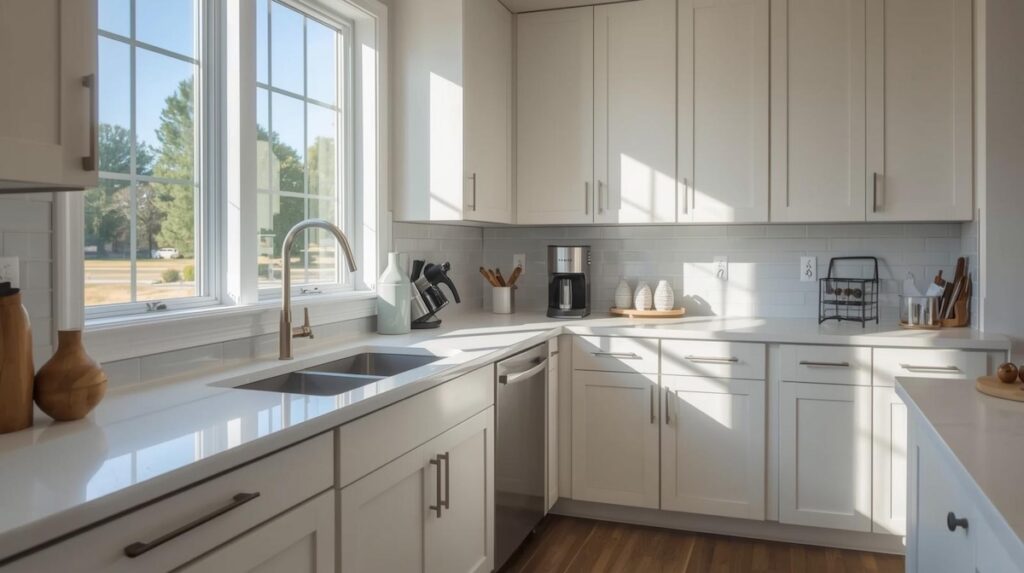 Staging your home to sell in Tulsa with clean countertops and a bright kitchen