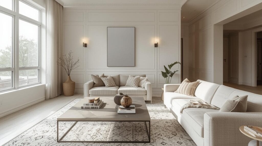 Warm, staged Tulsa living room representing a simplified lifestyle for downsizing homeowners.