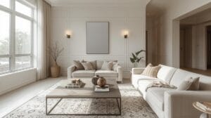 Warm, staged Tulsa living room representing a simplified lifestyle for downsizing homeowners.