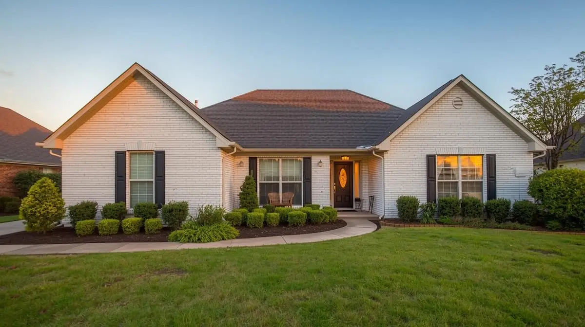 Well-maintained Tulsa home exterior at golden hour representing Tulsa home maintenance.