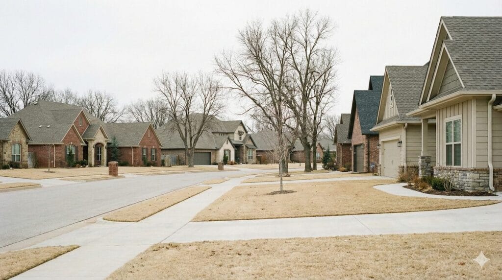 Tulsa housing market update neighborhood in winter with resale and newer homes