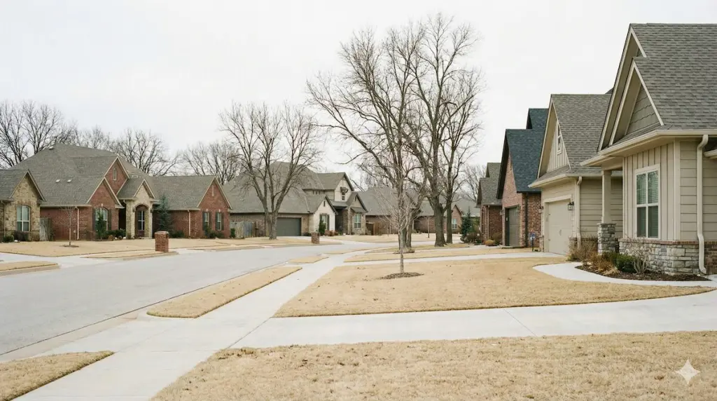 Tulsa housing market update neighborhood in winter with resale and newer homes