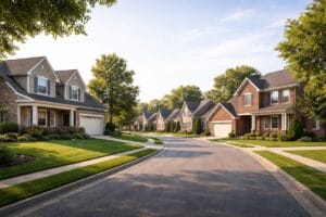 Tulsa suburban neighborhood representing new construction and resale homes