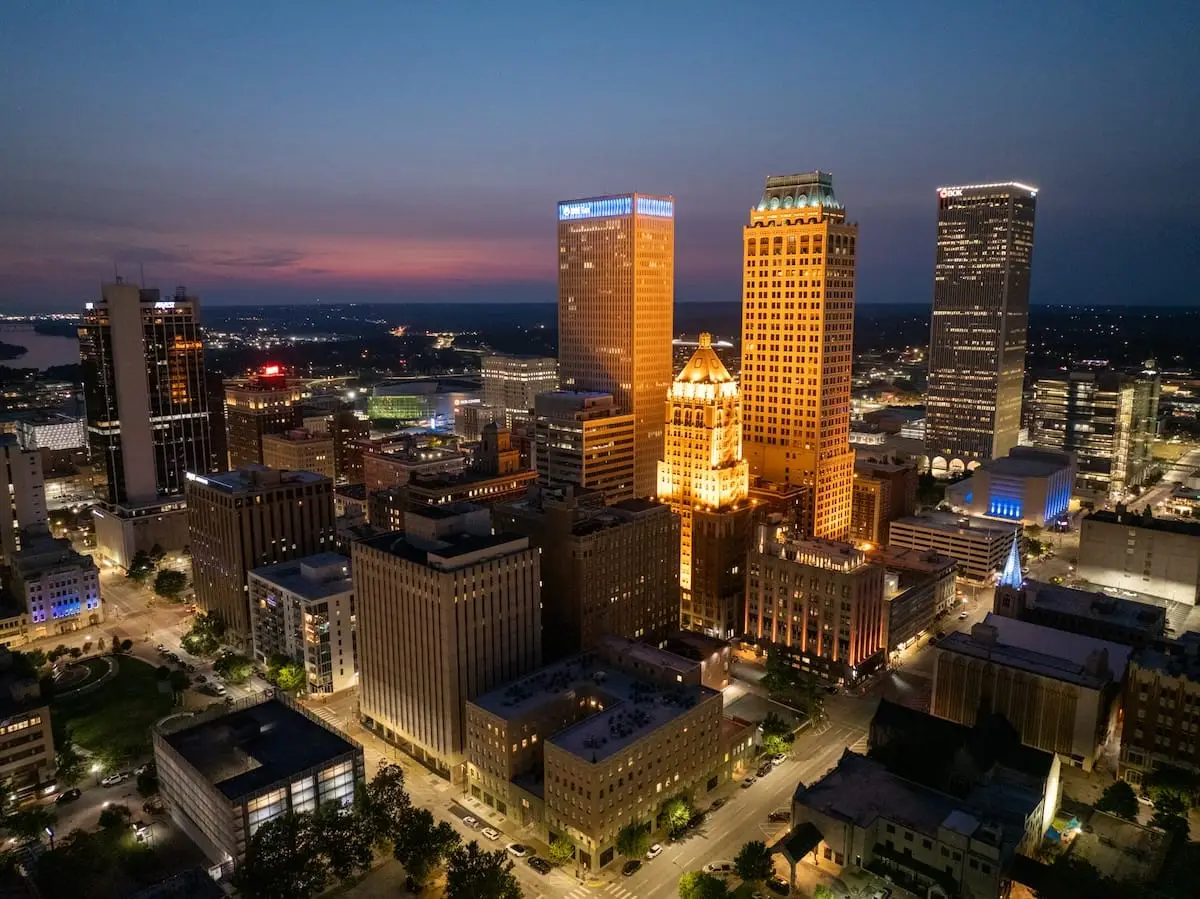 Tulsa real estate market in 2025 skyline at sunrise representing the 2025 Tulsa real estate market.