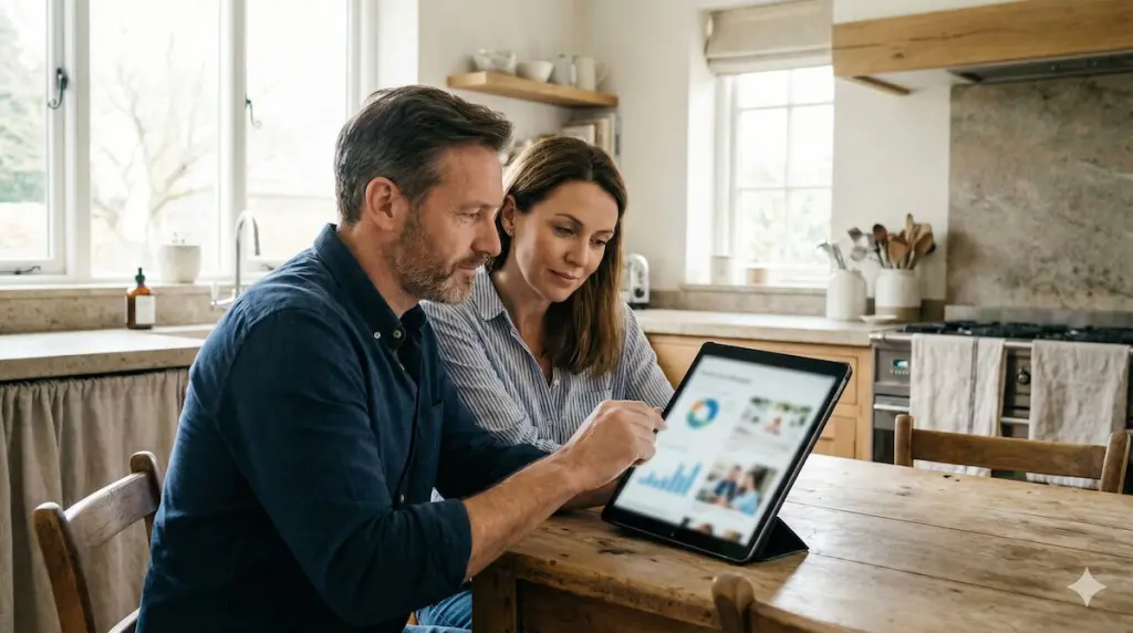 Tulsa homeowners reviewing home listings together