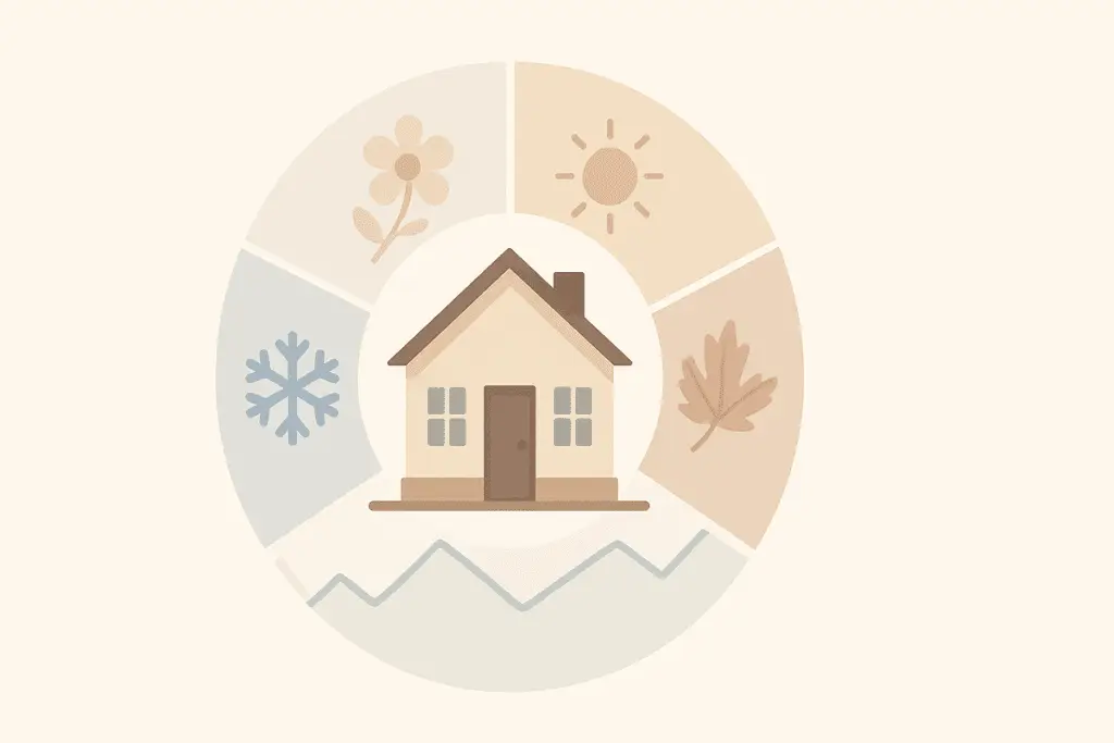 Seasonal wheel illustration showing how market conditions change throughout the year in Tulsa