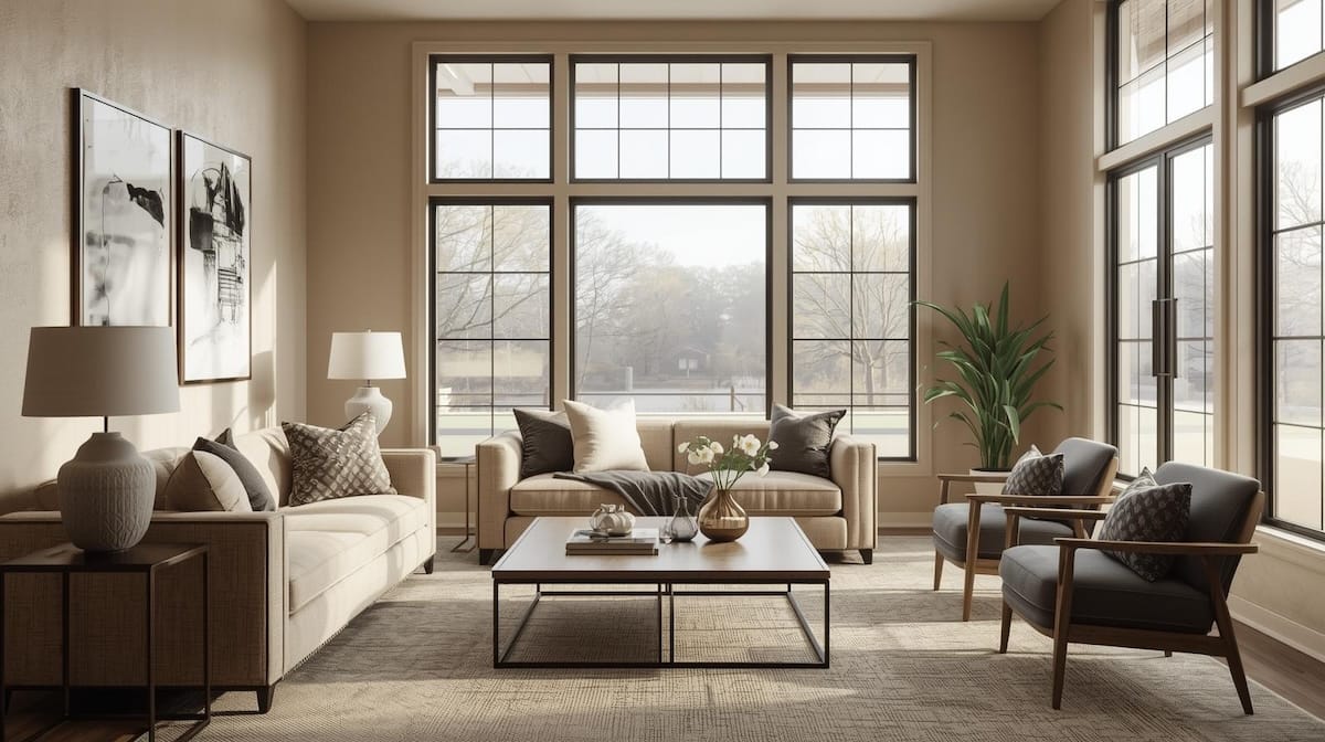 Bright, cozy living room representing Tulsa’s affordable, comfortable homes.