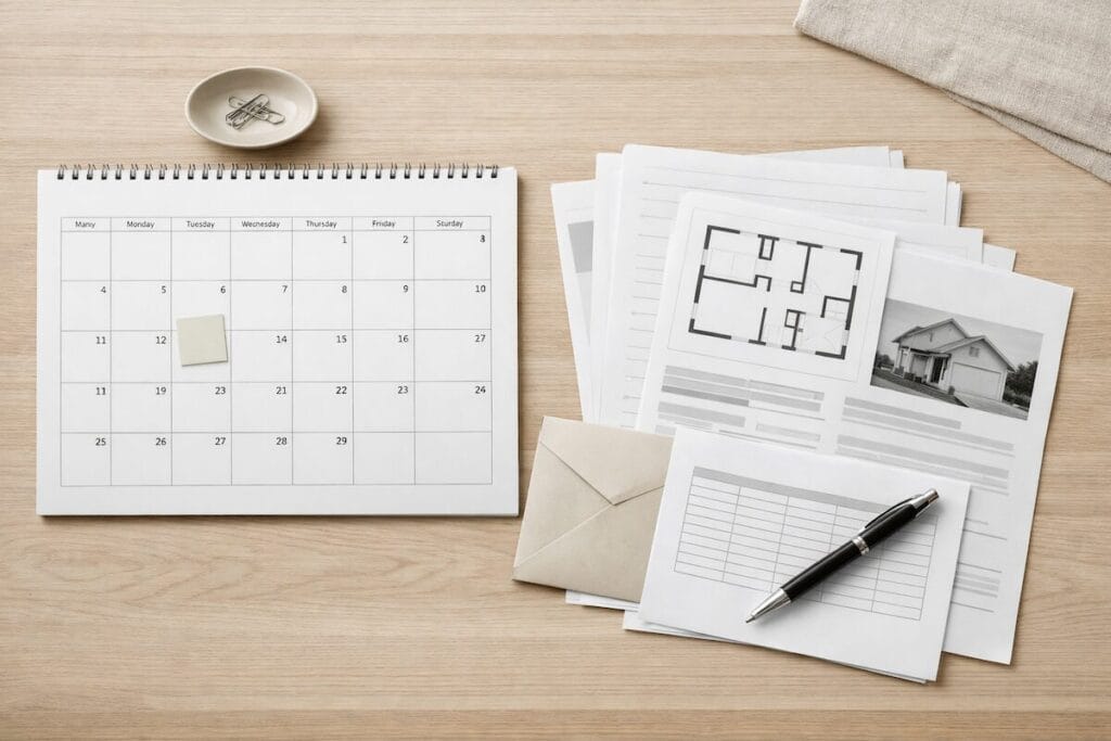 Calendar and home paperwork representing average days on market in Tulsa