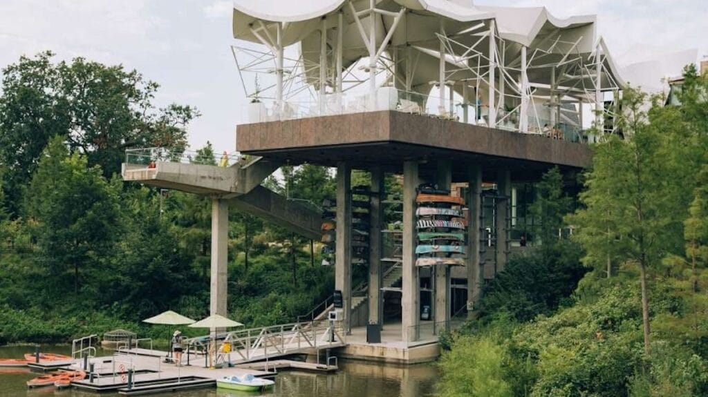 Scenic view of the Gathering Place highlighting outdoor amenities central to Tulsa neighborhoods and lifestyle.