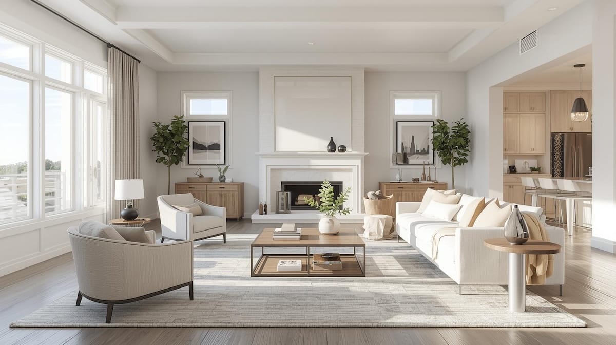 staged living room representing a well-prepared home for sale in Tulsa.