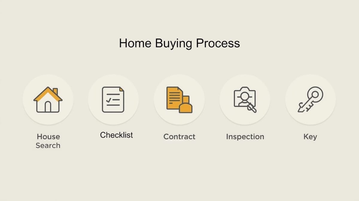 Simple five-step home buying process illustration for first-time homebuyers in Tulsa.