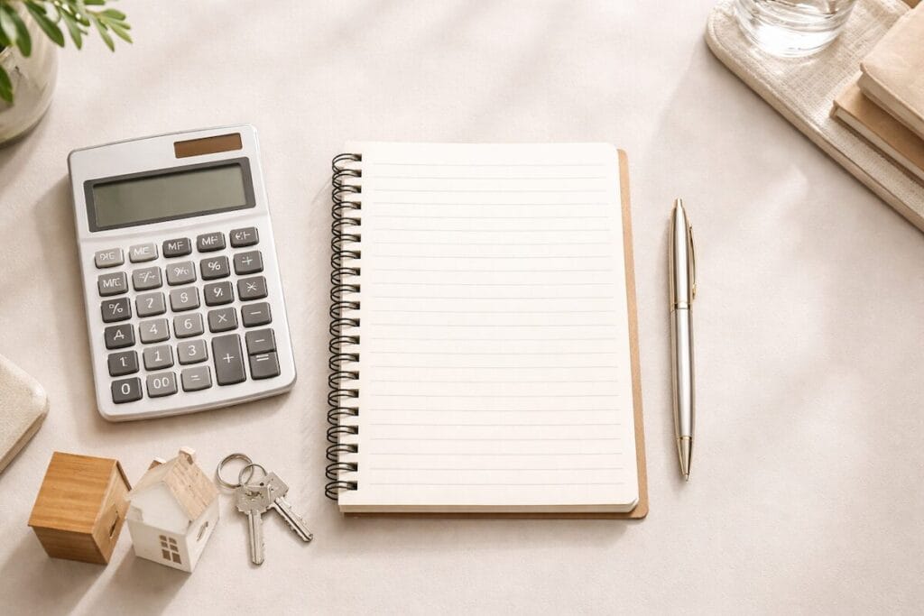 Calculator and notepad representing Tulsa home pricing and selling timeline