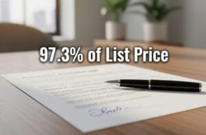 Close-up of a signed home purchase agreement showing 97.3% of list price in bold text