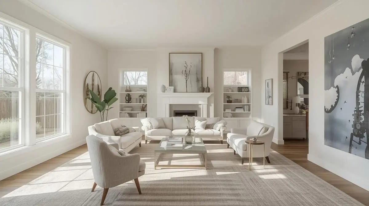 Modern Tulsa home interior with neutral décor and natural lighting.