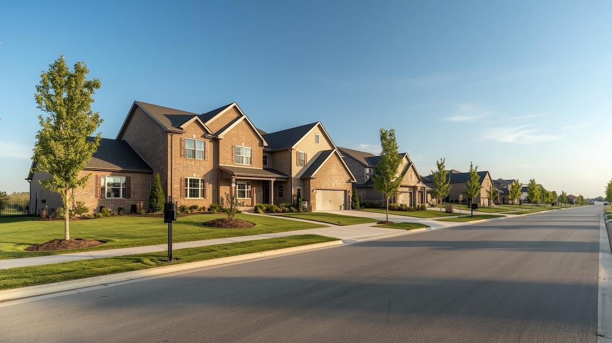 Newer suburban neighborhood street representing popular Tulsa suburbs like Broken Arrow, Bixby, Jenks, and Owasso.