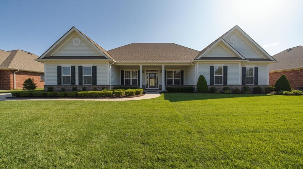 Well-maintained Tulsa home exterior showing roof, siding, and gutter upkeep.