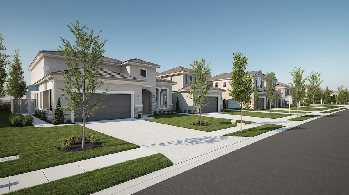 Row of new construction homes in the Tulsa metro ideal for move-up buyers.