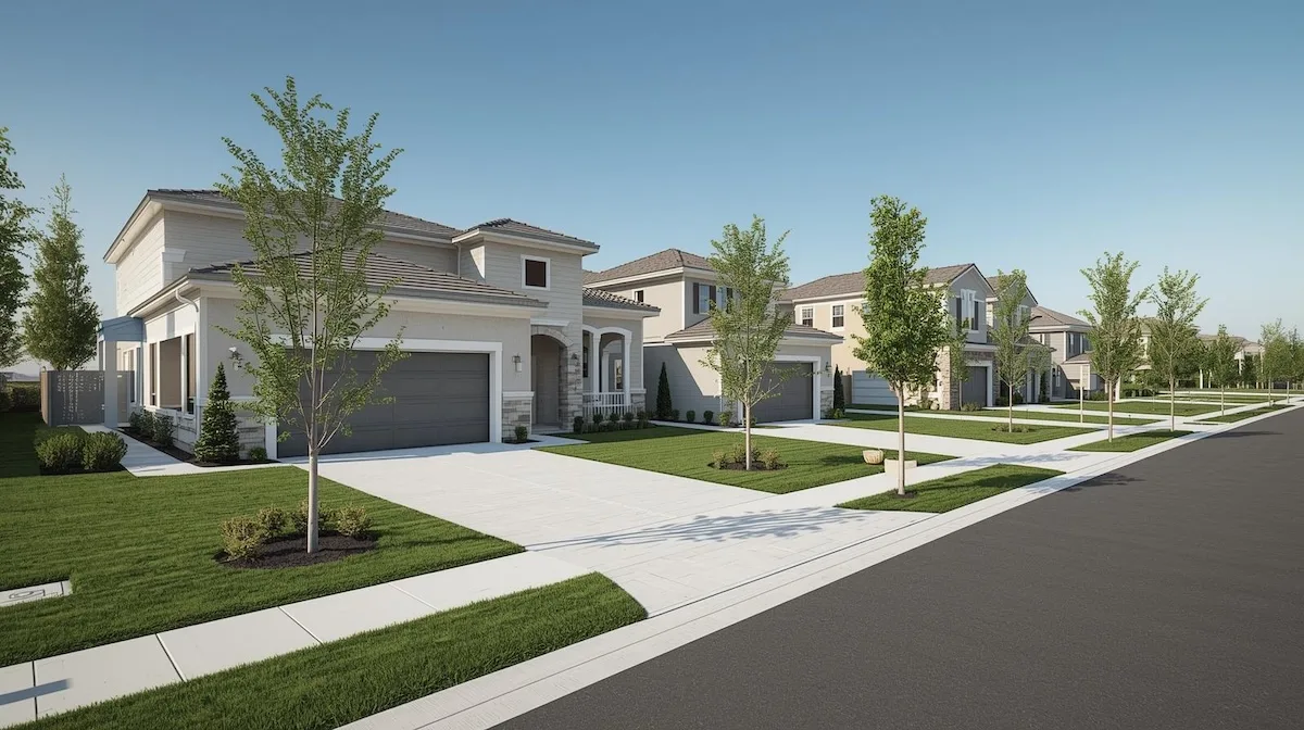 Row of new construction homes in the Tulsa metro ideal for move-up buyers.