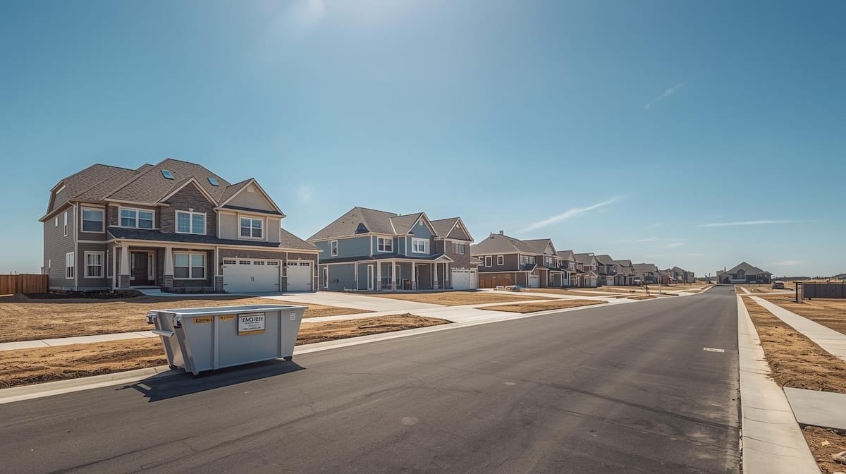 Street view of upscale new construction homes built by Tulsa-area builders.