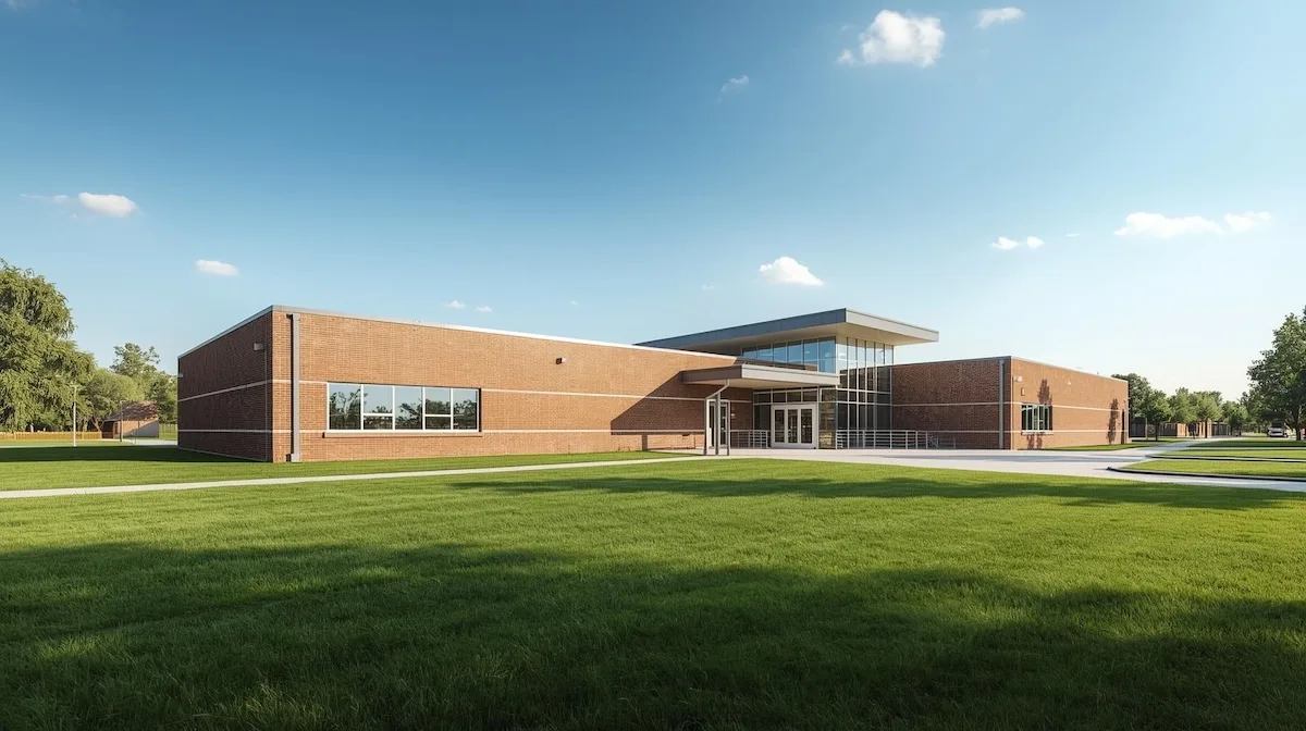 Modern suburban school building representing top-rated Tulsa-area school districts.