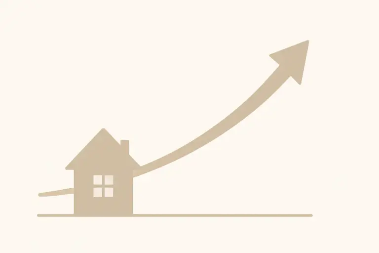 Modern housing market trend illustration for Bixby OK with upward movement.