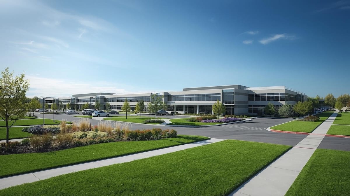 Modern office and medical campus representing Tulsa’s strong job market.