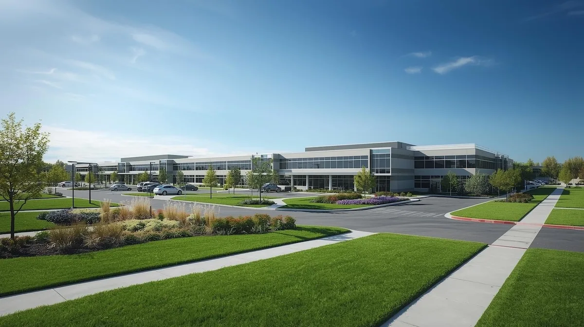 Modern office and medical campus representing Tulsa’s strong job market.