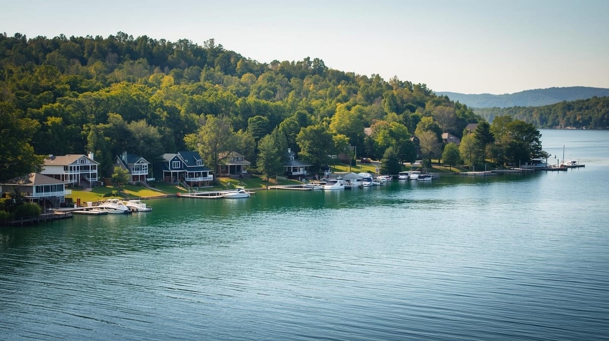 Lakefront homes with private docks on Grand Lake near Tulsa.