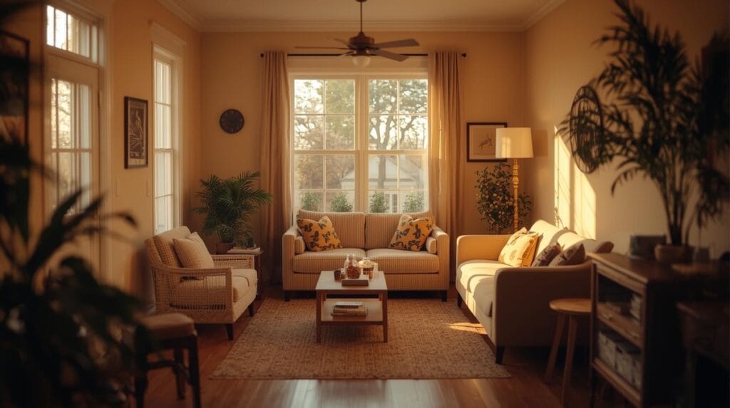 Cozy small living room showing how downsizers can maximize space with smart design.