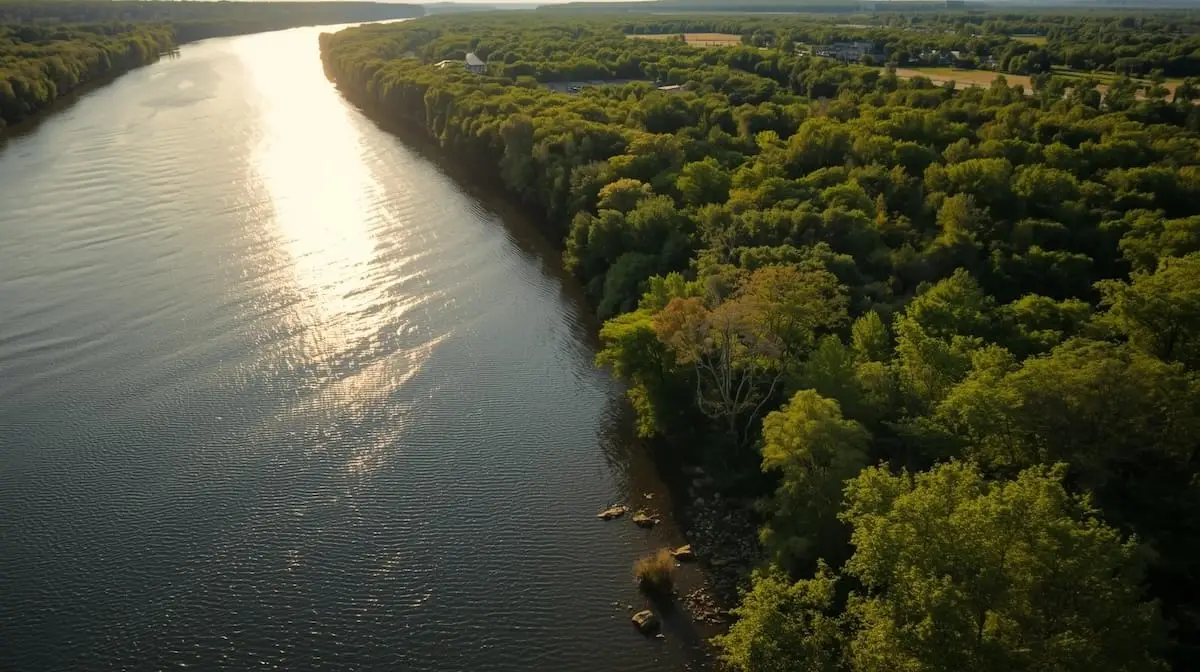 River Parks Trail along the Arkansas River at golden hour.