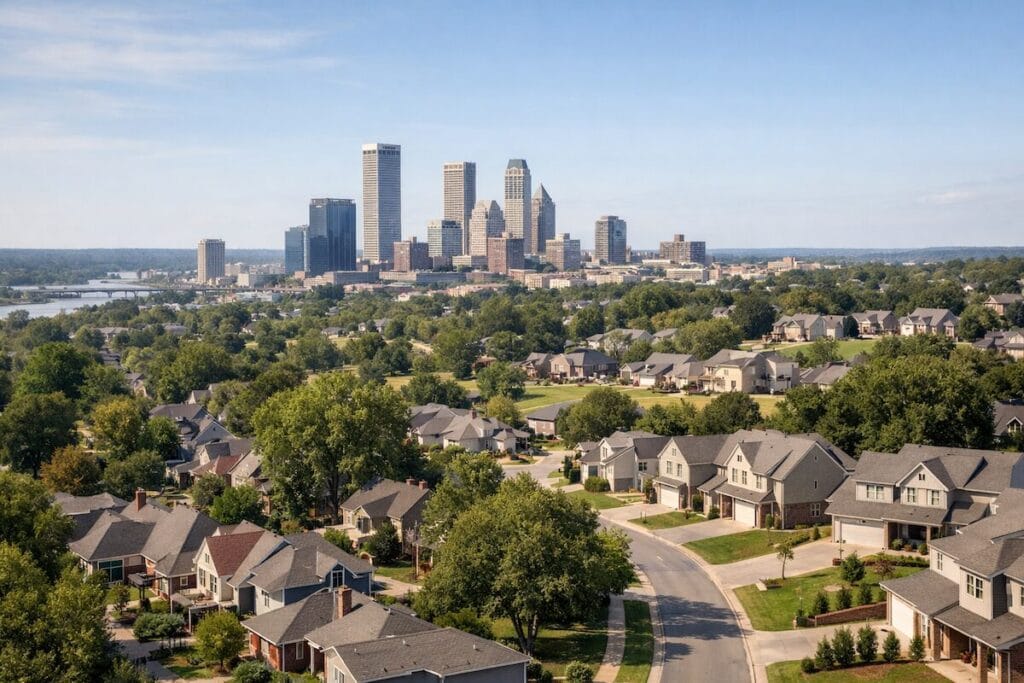 Moving to the Tulsa area with a view of downtown Tulsa and surrounding neighborhoods