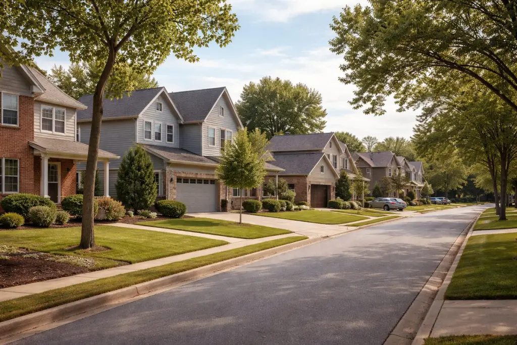 Tulsa suburban neighborhood representing a move-up buyer decision between selling first or buying first