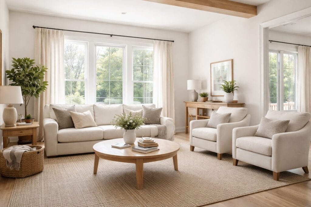 Bright living room inside a Tulsa-area home ready for new owners