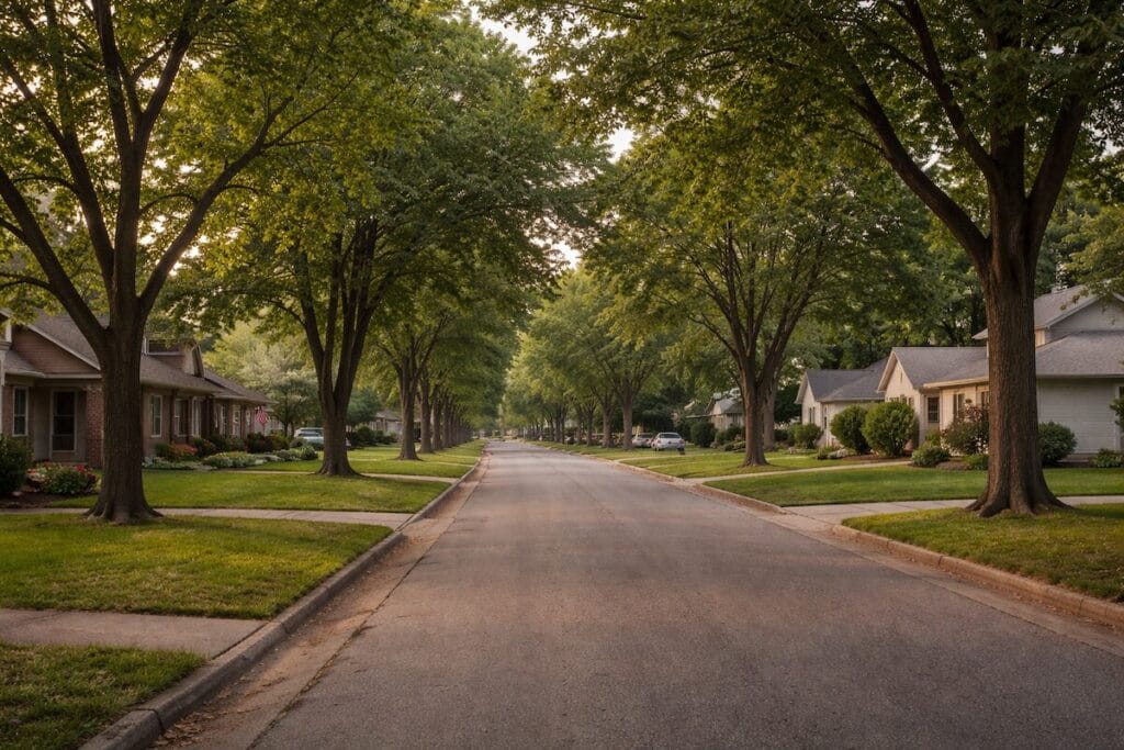 Quiet Broken Arrow neighborhood showing livability of a best medium sized city