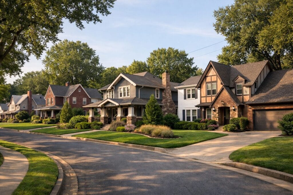 Tulsa neighborhood with a mix of well-maintained single-family homes