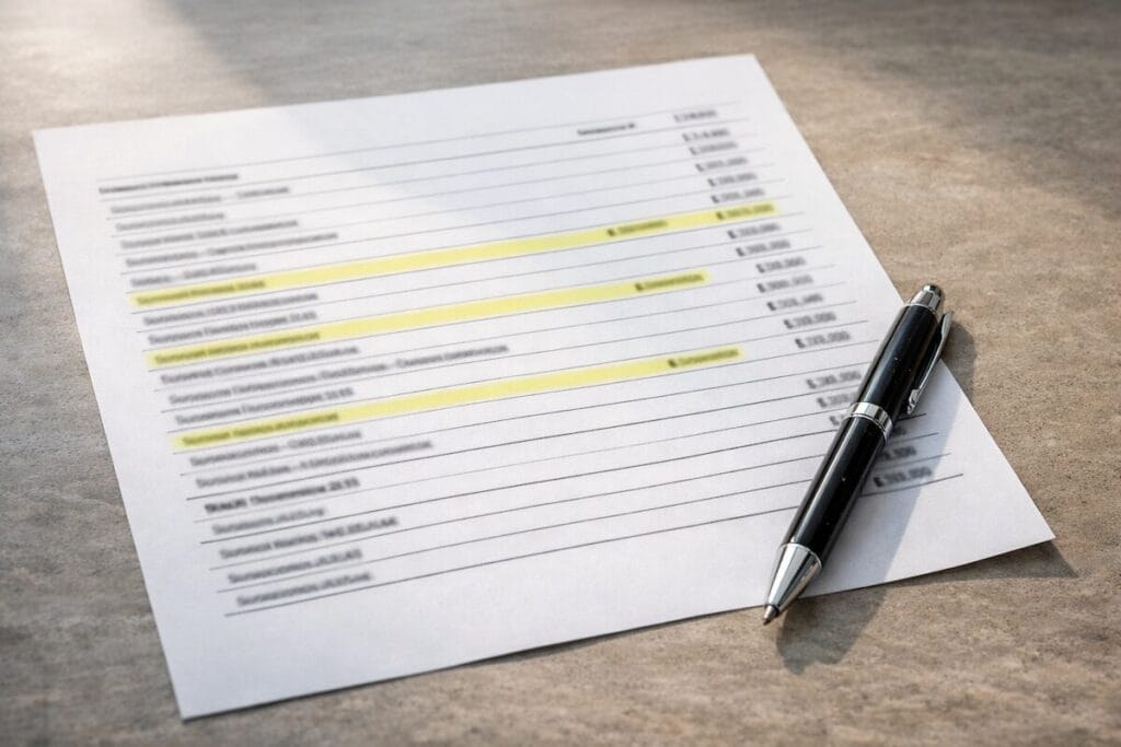 Close-up of a real estate net sheet used by Tulsa home sellers