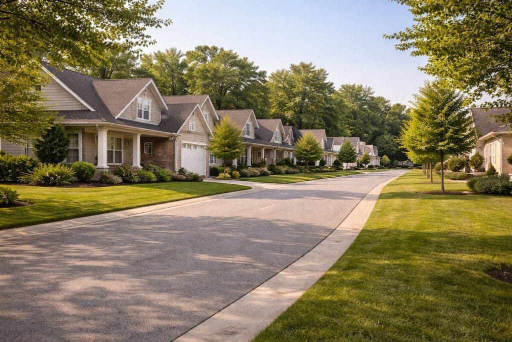 Tulsa suburban neighborhood with a mix of established homes and newer construction