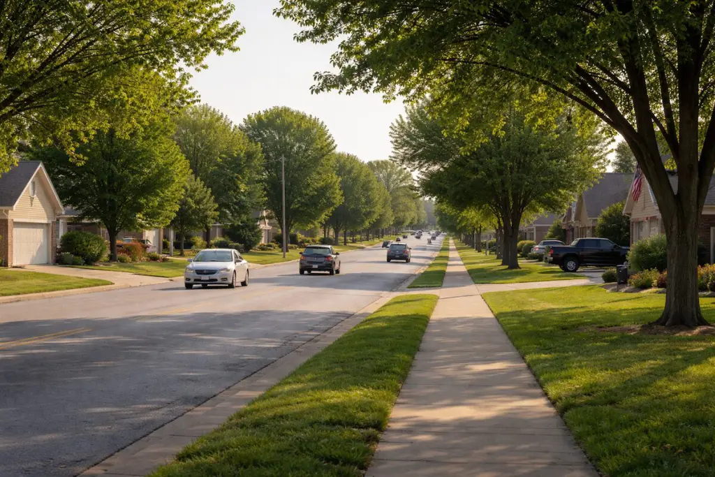 Broken Arrow residential street showing short commute lifestyle of a best medium sized city