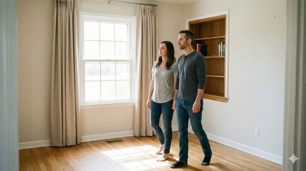 Couple walking through a Tulsa home during a showing