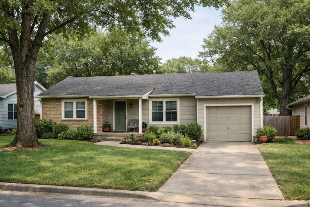 Well-maintained seller home exterior in a quiet Tulsa residential neighborhood