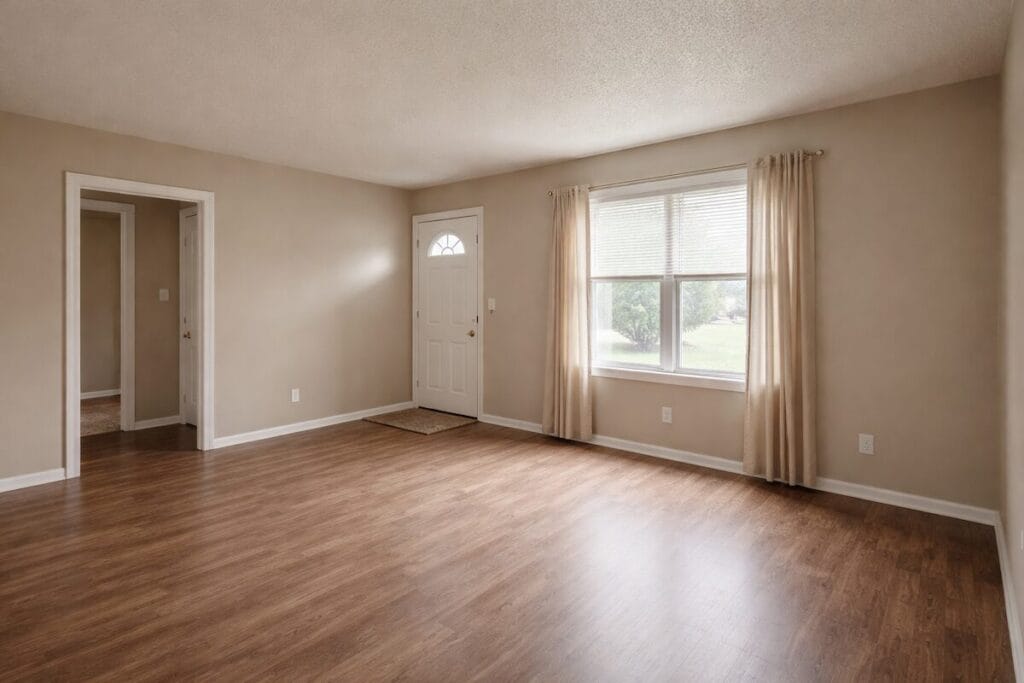 Vacant living room in a Tulsa home going through probate