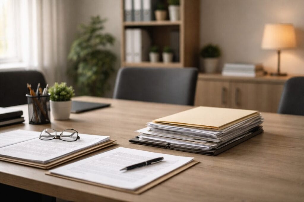 Seller closing cost paperwork at a Tulsa title office