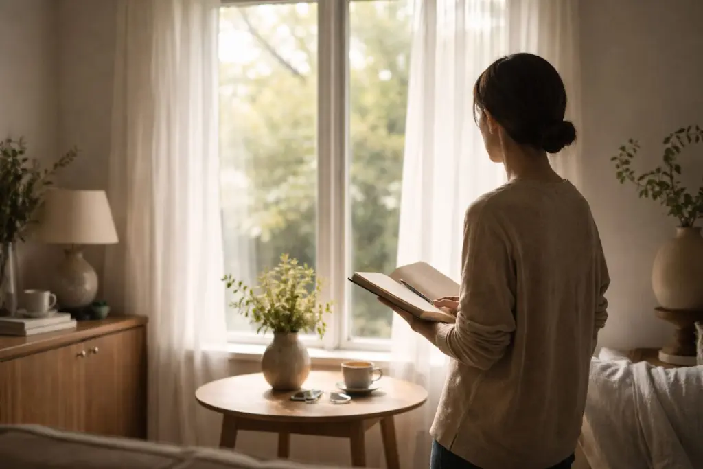 Tulsa homeowner considering home selling decisions near a window