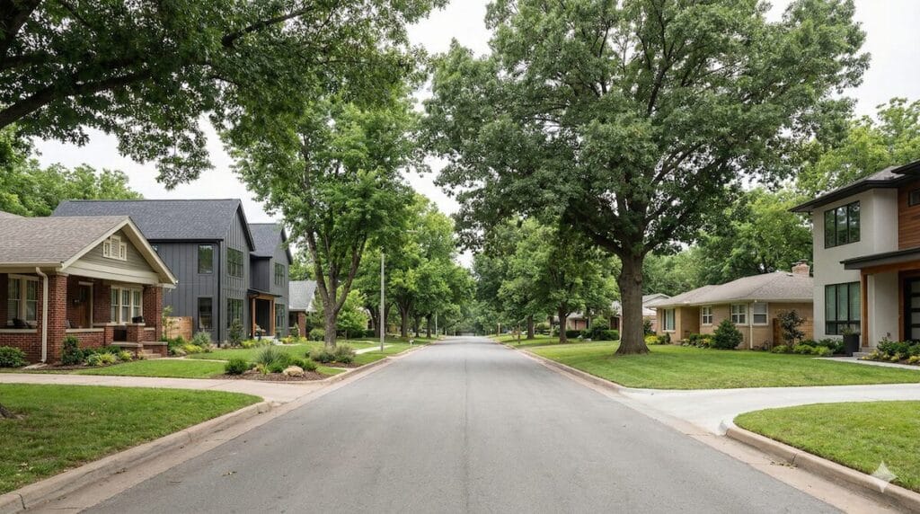 Tulsa neighborhood with a mix of older and newer homes