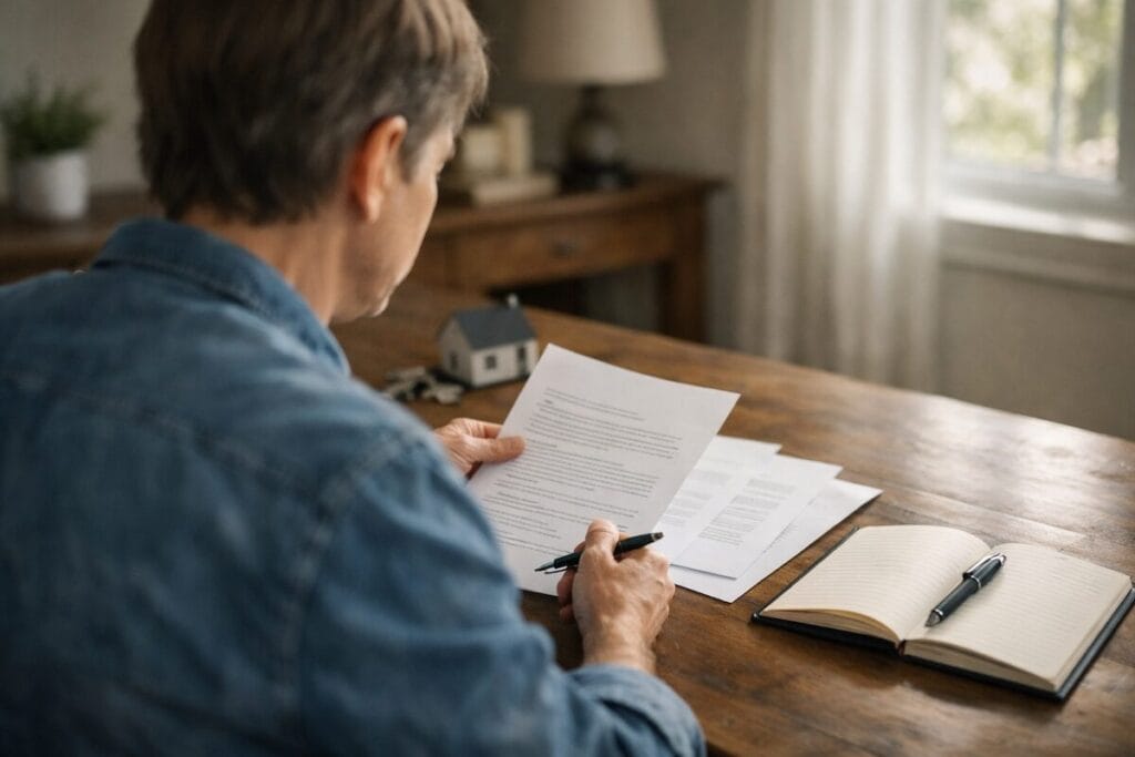 Executor reviewing estate documents in a Tulsa home office