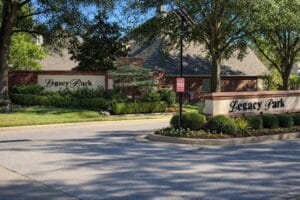 Legacy Park Tulsa entrance monument in South Tulsa neighborhood