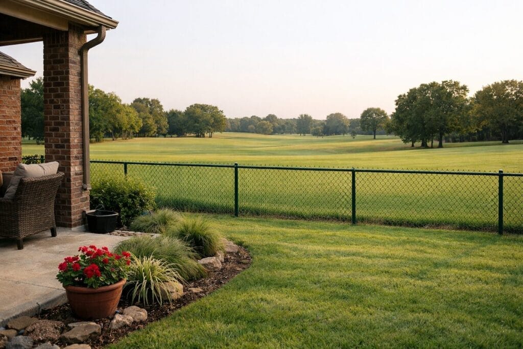 Backyard view of a Belle Trace home backing to the Battle Creek golf course