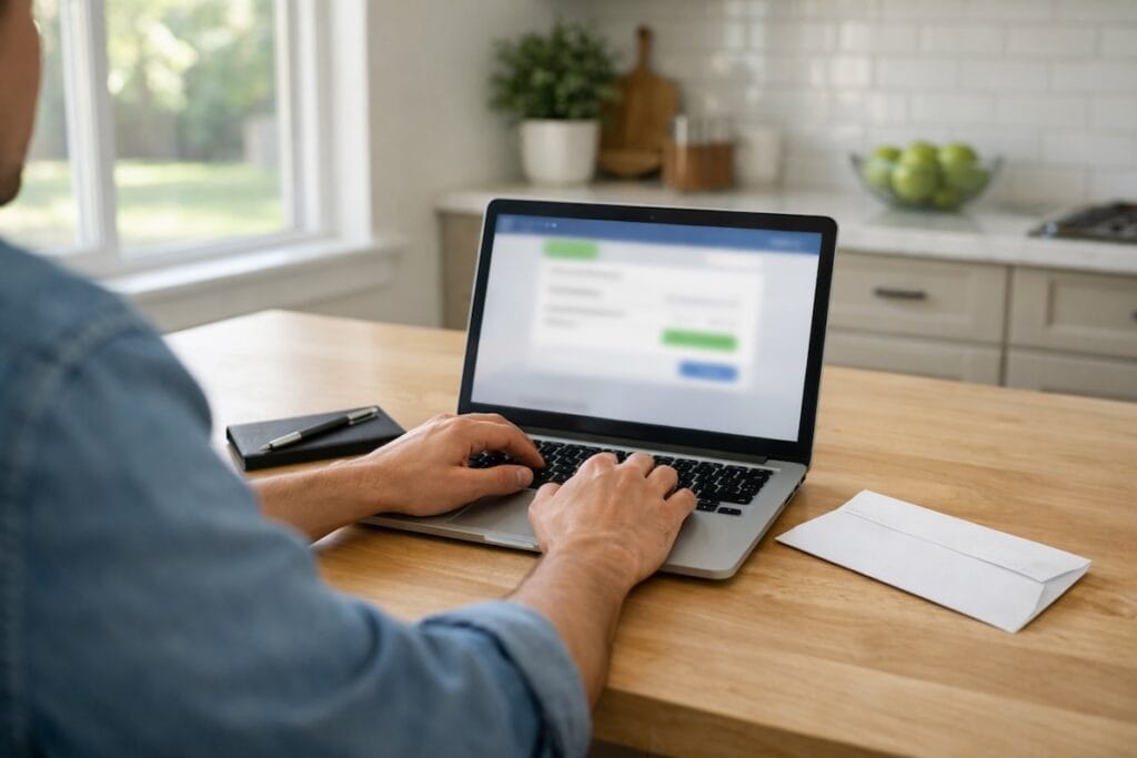 Tulsa homebuyer submitting earnest money online during the first days after going under contract