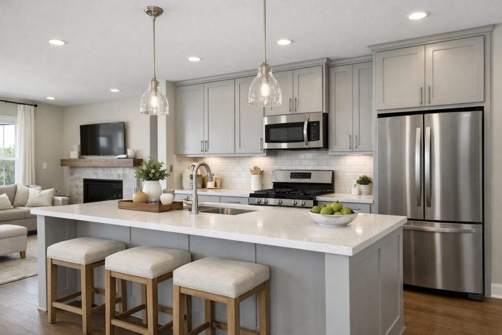 Kitchen with granite countertops and shaker cabinets in a Broken Arrow Oklahoma home