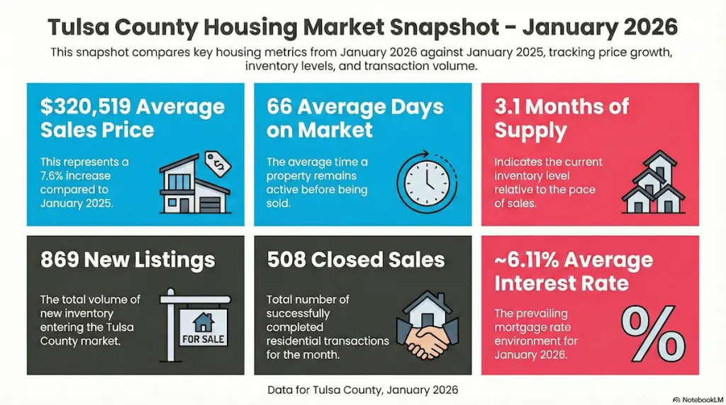 Tulsa County housing market year-over-year comparison January 2026 versus January 2025